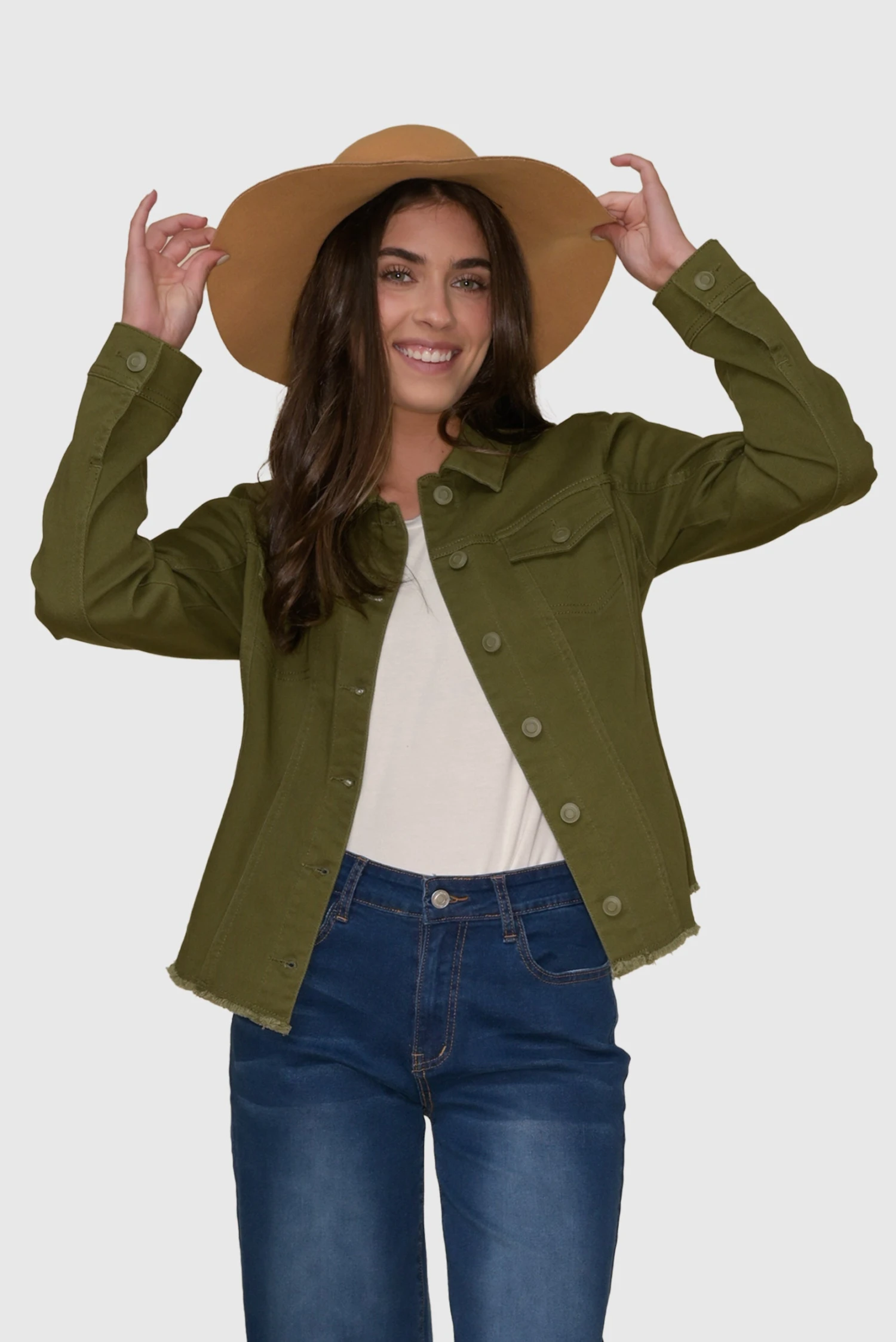 FRAYED DENIM JACKET W/ DTM BUTTONS