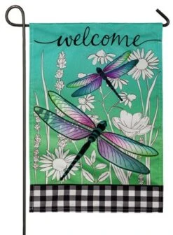 Dragonflies And Wildflowers Linen Flag Collection