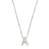 LETTER PENDANT NECKLACE RHODIUM METAL