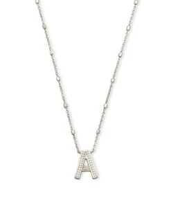 LETTER PENDANT NECKLACE RHODIUM METAL
