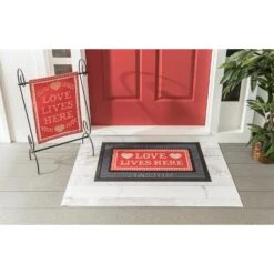 Love Lives Here Gingham Burlap Garden Collection