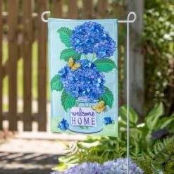 Welcome Home Hydrangeas Burlap Flag Collection