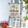 Beautiful Floral Welcome Burlap Flag Collection