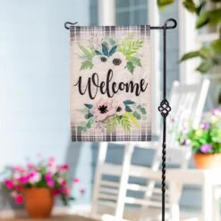 Beautiful Floral Welcome Burlap Flag Collection