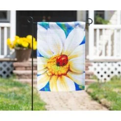 Morning Daisies Garden Textured Suede Flag