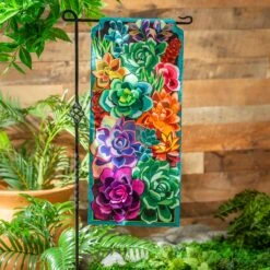 Summer Succulents Burlap Flag Collection