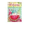 Watermelon Gnomes Garden Suede Flag