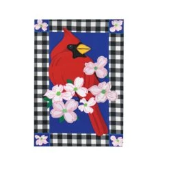 Buffalo Check Cardinal Applique Flag Garden Collection