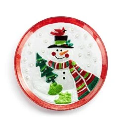Mr. Snowman Mini Glass Round Plate - 6.5in