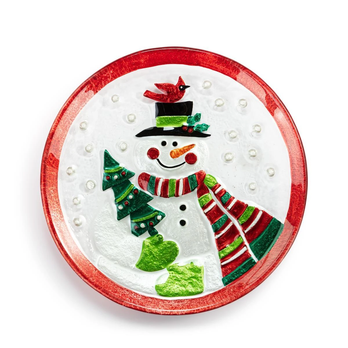Mr. Snowman Mini Glass Round Plate - 6.5in 3 Mr. Snowman Mini Glass Round Plate - 6.5in
