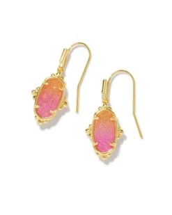 LEE PETAL FRAMED DROP EARRINGS OMBRE DRUSY