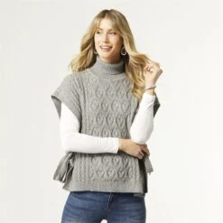 ZAYLA SWEATER VEST WITH SIDE TIE CHARCOAL HEATHER