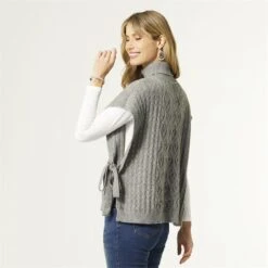 ZAYLA SWEATER VEST WITH SIDE TIE CHARCOAL HEATHER -Simply Devine Gifts And Decor Shop 2339040b 5