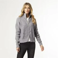 KALI ZIP UP SWEATER WITH COLLAR GREY -Simply Devine Gifts And Decor Shop 2339088a 5