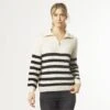 ISLA HALF ZIP SWEATER WITH STRIPES CREAM/BLACK -Simply Devine Gifts And Decor Shop 2339090a