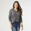 BRINLEY HOODED RIBBED SWEATER CHARCOAL GREY
