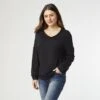 KATE V-NECK TEE WITH POCKET BLACK