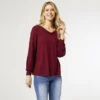 KATE V-NECK TEE WITH POCKET BURGUNDY