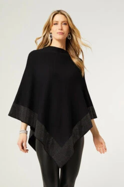 Tova Rhinestone Trim Poncho -Simply Devine Gifts And Decor Shop 2349111A