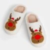 Happy Feet Slippers Reindeer -Simply Devine Gifts And Decor Shop 2446336A