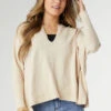 Rila Fine Gauge V-Neck Sweater With Side Slit -Simply Devine Gifts And Decor Shop 2449050A