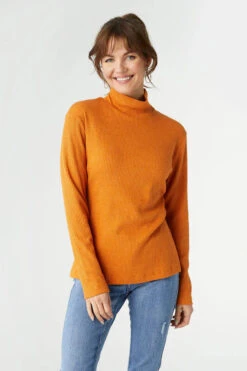 Hazel Long Sleeve Ribbed Mock Neck Top -Simply Devine Gifts And Decor Shop 2449056E
