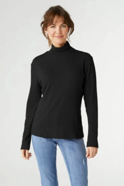 Hazel Long Sleeve Ribbed Mock Neck Top -Simply Devine Gifts And Decor Shop 2449056I