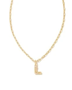CRYSTAL LETTER SHORT PENDANT NECKLACE GOLD WHITE CZ -Simply Devine Gifts And Decor Shop 25dd959221d98e83a2163e6912bb8291
