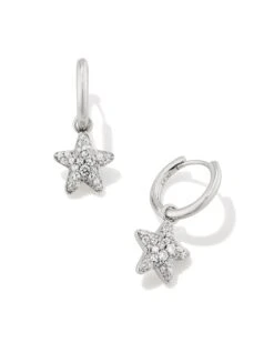 JAE STAR PAVE HUGGIE EARRINGS WHITE CRYSTAL