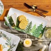 Shades Of Green Serveware Rectangular Melamine Platter With Spreader Set