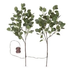 Eucalyptus Branch, 32 LED Lights Set Of 2