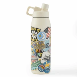 Layered Sticker Collage 32 Oz. Twist Top Bottle