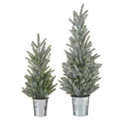 17" GLITTERED TREE IN BUCKETS