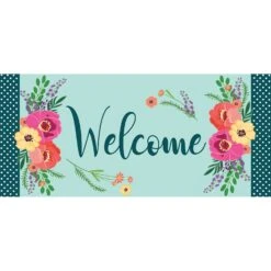 Spring Floral Welcome Wreath House Burlap Flag -Simply Devine Gifts And Decor Shop 431785