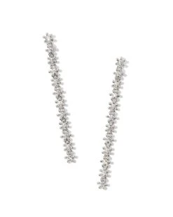 NYDIA LINEAR EARRINGS WHITE CRYSTAL