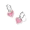 ARI HEART ENAMEL FRAME HUGGIE EARRINGS