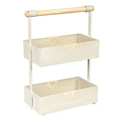 2-Tiered Metal Tray With Wooden Handle