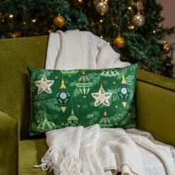 Shades Of Green Throw Pillow Lumbar Pillow, 16"L X 10.5"H -Simply Devine Gifts And Decor Shop 4p3010027 2