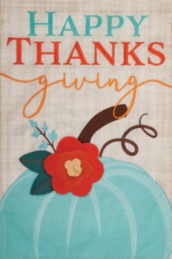 BURLAP TEAL PUMPKIN FLAG