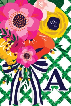 Monogram Floral Lattice Garden Flag -Simply Devine Gifts And Decor Shop 5437FM 1