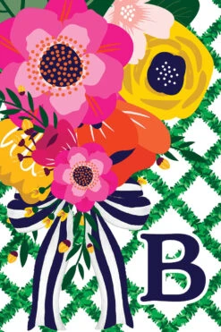 Monogram Floral Lattice Garden Flag -Simply Devine Gifts And Decor Shop 5438M