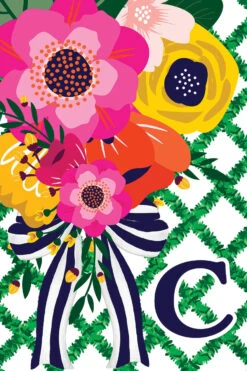 Monogram Floral Lattice Garden Flag -Simply Devine Gifts And Decor Shop 5439FM