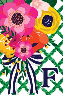 Monogram Floral Lattice Garden Flag -Simply Devine Gifts And Decor Shop 5442FM