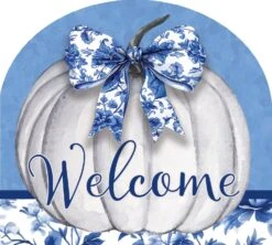 BLUE AND WHITE PUMPKIN GARDEN COLLECTION -Simply Devine Gifts And Decor Shop 5443