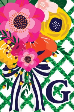 Monogram Floral Lattice Garden Flag -Simply Devine Gifts And Decor Shop 5443FM