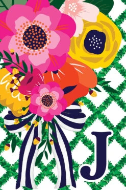 Monogram Floral Lattice Garden Flag -Simply Devine Gifts And Decor Shop 5445FM