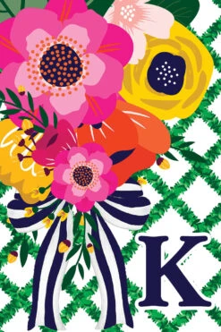 Monogram Floral Lattice Garden Flag -Simply Devine Gifts And Decor Shop 5446FM