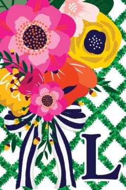 Monogram Floral Lattice Garden Flag -Simply Devine Gifts And Decor Shop 5447FM