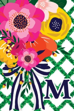 Monogram Floral Lattice Garden Flag -Simply Devine Gifts And Decor Shop 5448FM