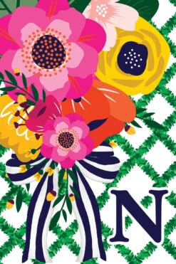 Monogram Floral Lattice Garden Flag -Simply Devine Gifts And Decor Shop 5449FM